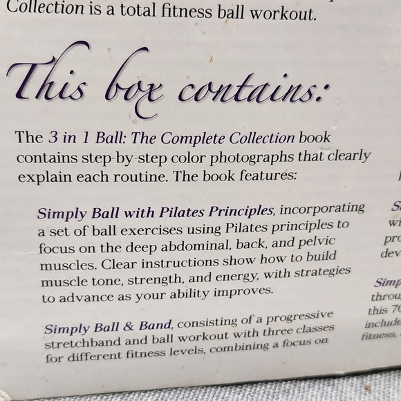 3 in 1 Fitness Ball The Complete Collection Book & DVD fitness ball stretchband. - Picture 4 of 4
